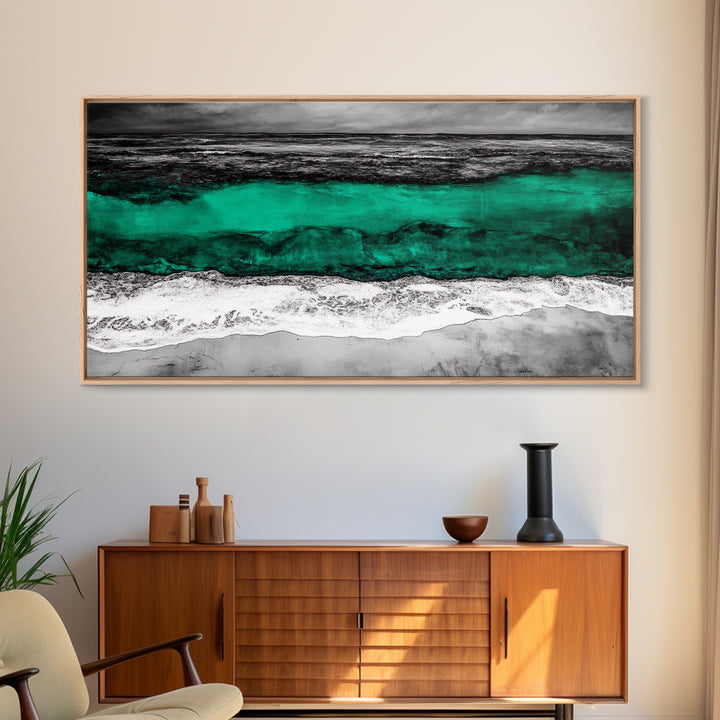 Abstract Ocean, Beach Wall Art, Coastal Decor, Seascape Painting, Modern Home Art, Nautical Decor, Framed Canvas Print, Large Wall Art