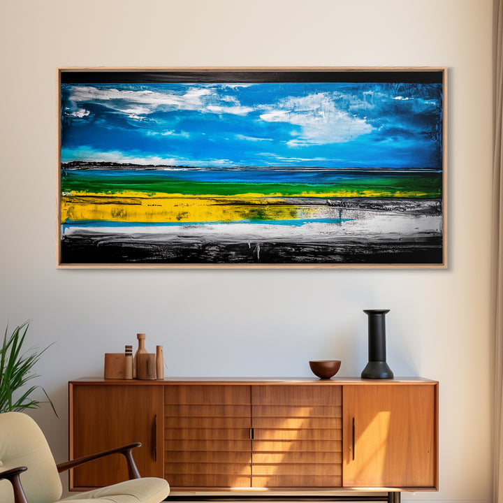 Bright Coastal, Blue and Green Ocean, Abstract Beach Art, Canvas Print, Modern Seaside Decor, Living Room Wall Art, Large Wall Art