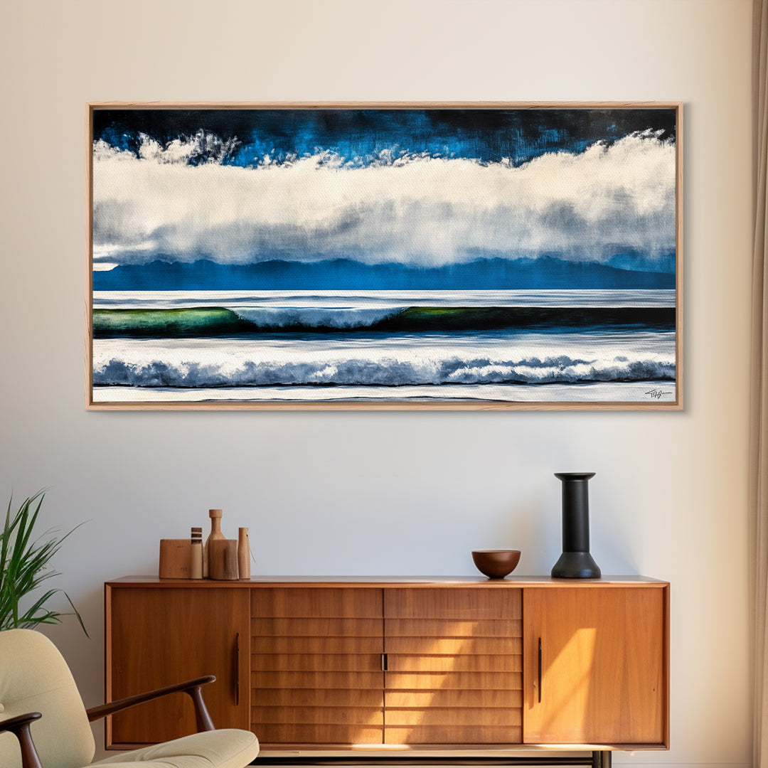 Ocean Waves, Abstract Seascape, Coastal Art, Large Wall Decor, Blue Wall Art, Modern Painting, Beach House, Canvas Print