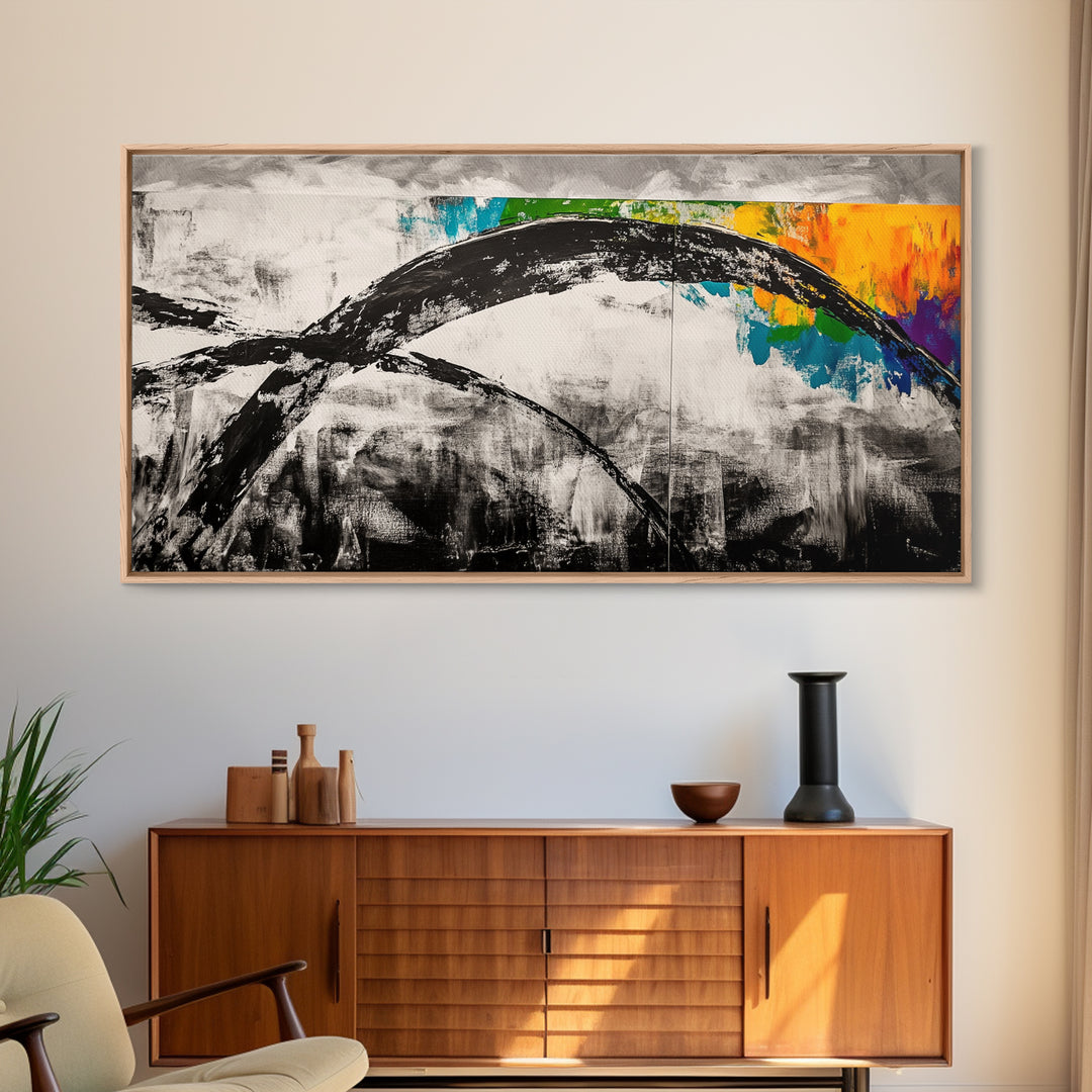 Abstract Arch, Black and White Art, Minimalist Style, Modern Abstract, Contemporary Painting, Neutral Tones, Office Wall, Canvas Print