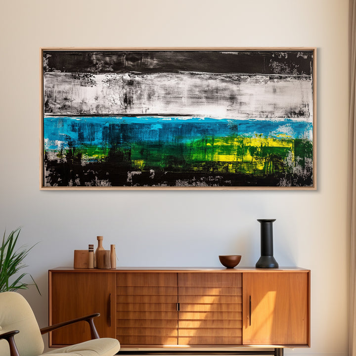 Abstract Ocean, Modern Art, Blue and Green, Coastal Canvas Print, Minimalist Waves, Contemporary Wall Art, Beach House Decor, Bold Art