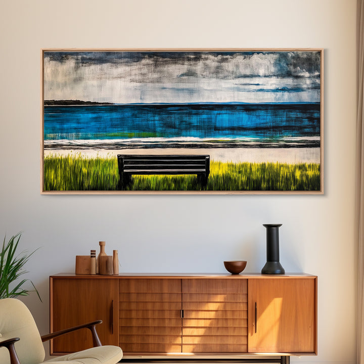 Beach View, Ocean Wall Art, Coastal Home Decor, Blue Canvas Print, Nature Artwork, Living Room Art, Nautical Art, Summer Wall Decor