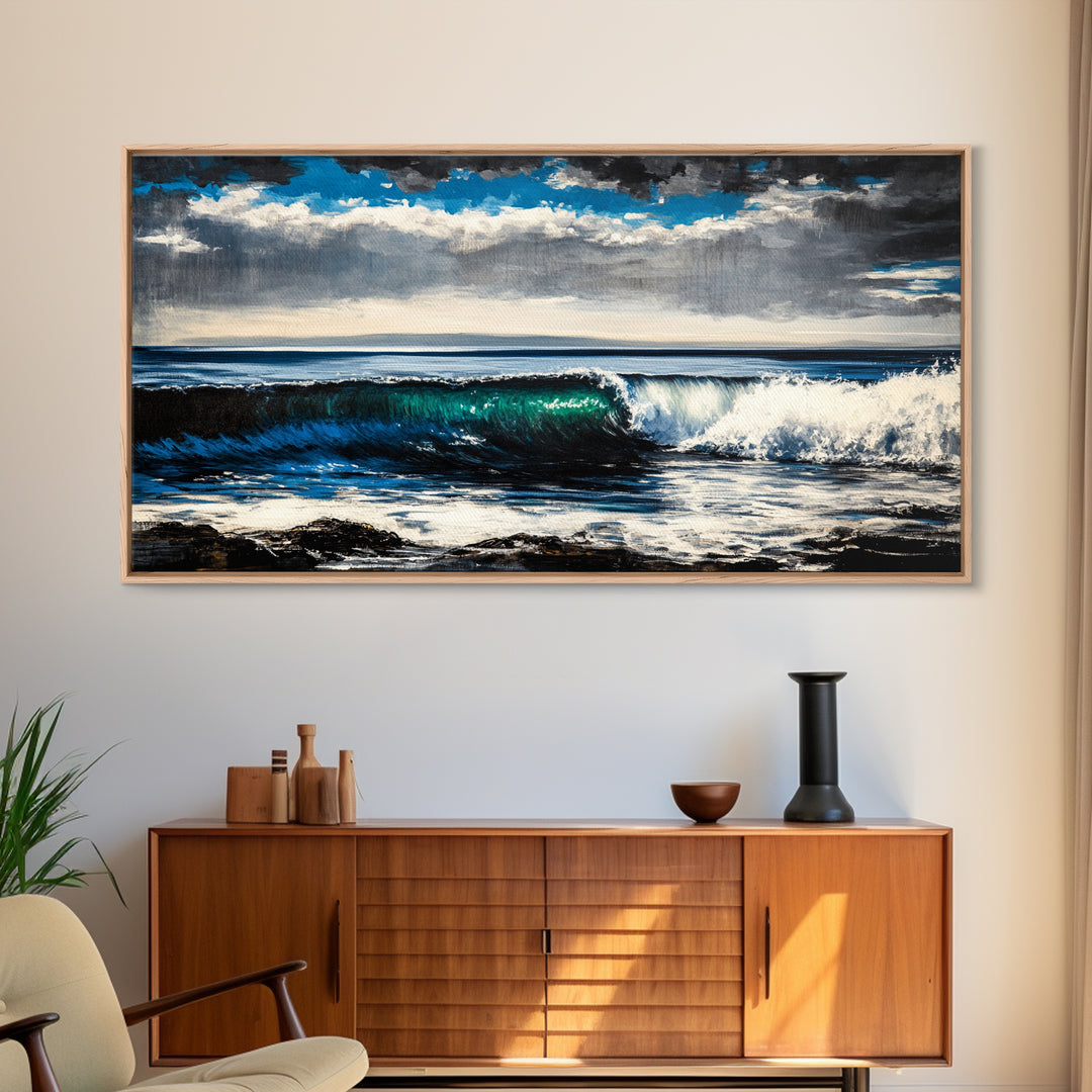 Ocean Wave, Blue Water, Seascape Painting, Canvas Print, Surf Wall Art, Beach House Decor, Coastal Living, Nautical Art, Large Wall Decor