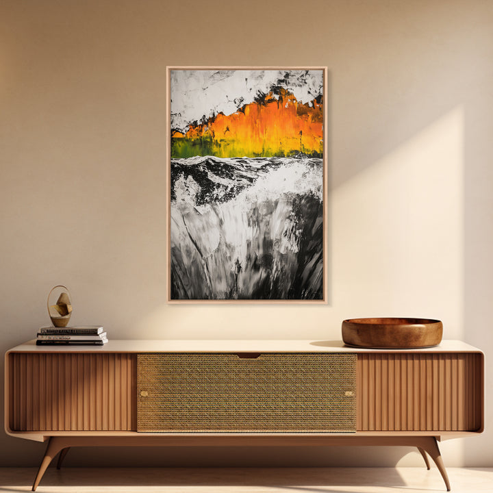 Abstract Ocean Waves, Coastal Wall Art, Modern Seascape Painting, Nautical Home Decor, Living Room Print, Framed Canvas Print