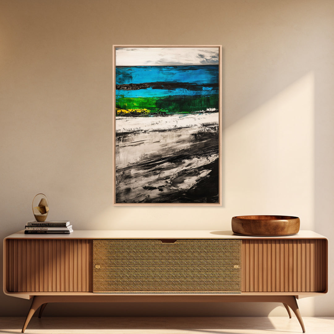 Blue Horizon, Abstract Seascape, Coastal Vibes, Nautical Decor, Framed Canvas Print, Living Room Art, Ocean Lovers Gift, Modern Wall Art