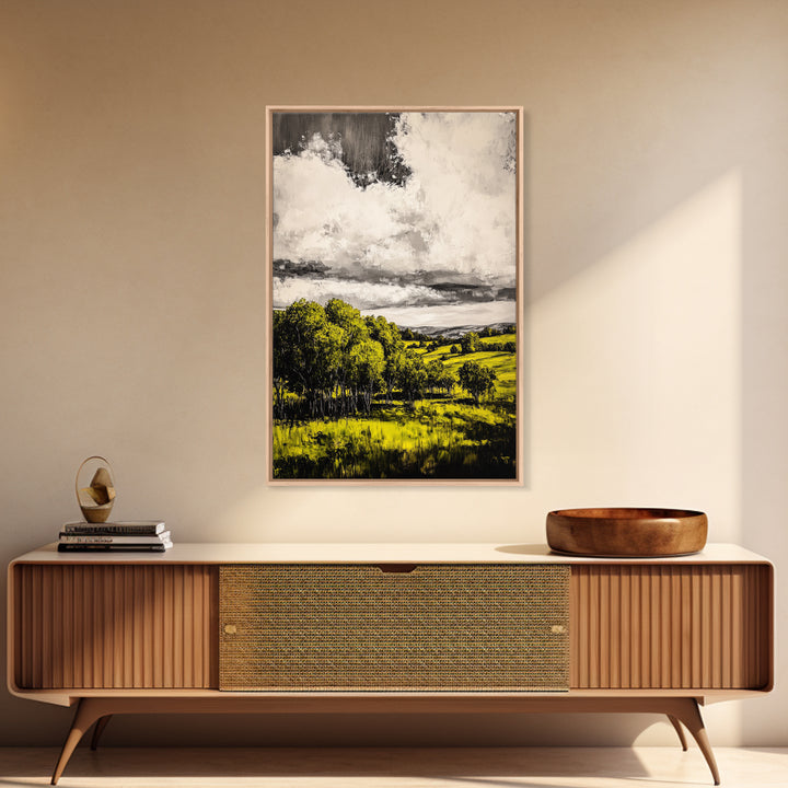 Rolling Hills, Countryside Scene, Golden Fields, Framed Canvas Print, Rustic Farmhouse Decor, Living Room Wall Art, Autumn