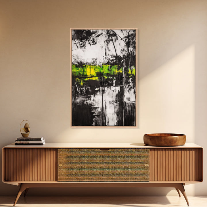 Abstract Forest, Black and White Art, Moody Nature Painting, Contemporary Wall Decor, Modern Office Art, Canvas Print