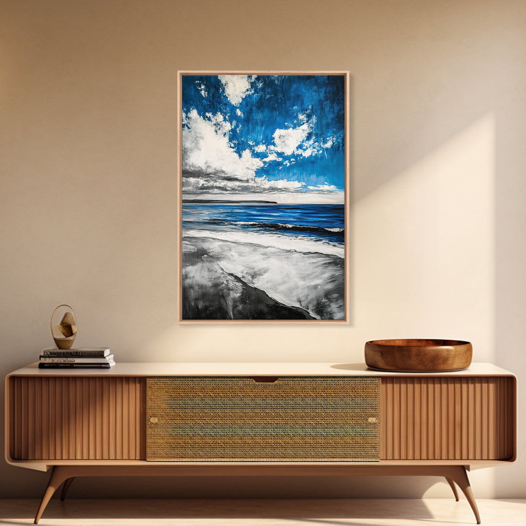 Blue Ocean, Tranquil Beach Scene, Coastal Home Decor, Seascape Wall Art, Nature Inspired, Modern Minimalist, Canvas Print