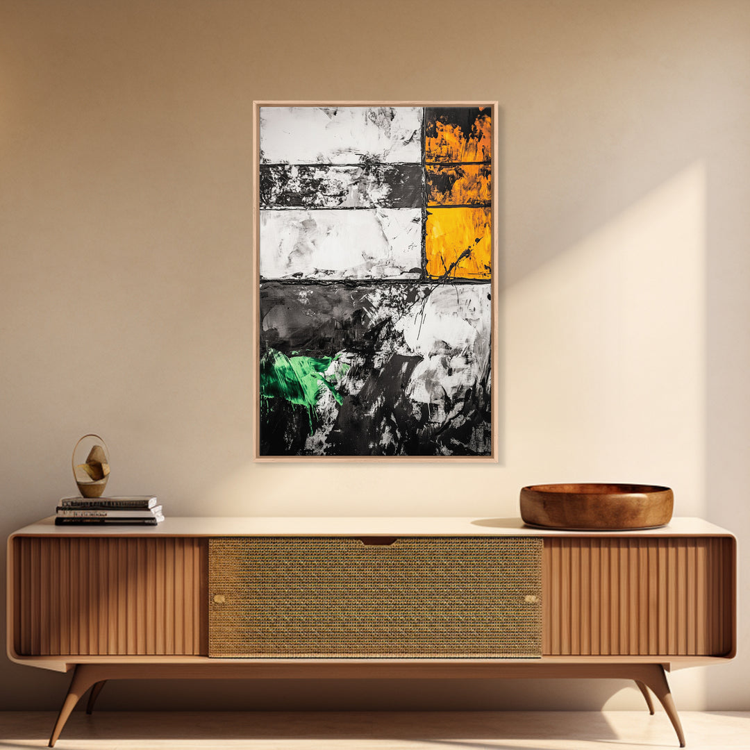 Vibrant Abstract Landscape, Blue Green Art, Framed Canvas Print, Modern Wall Decor, Nature Inspired Painting, Living Room Artwork