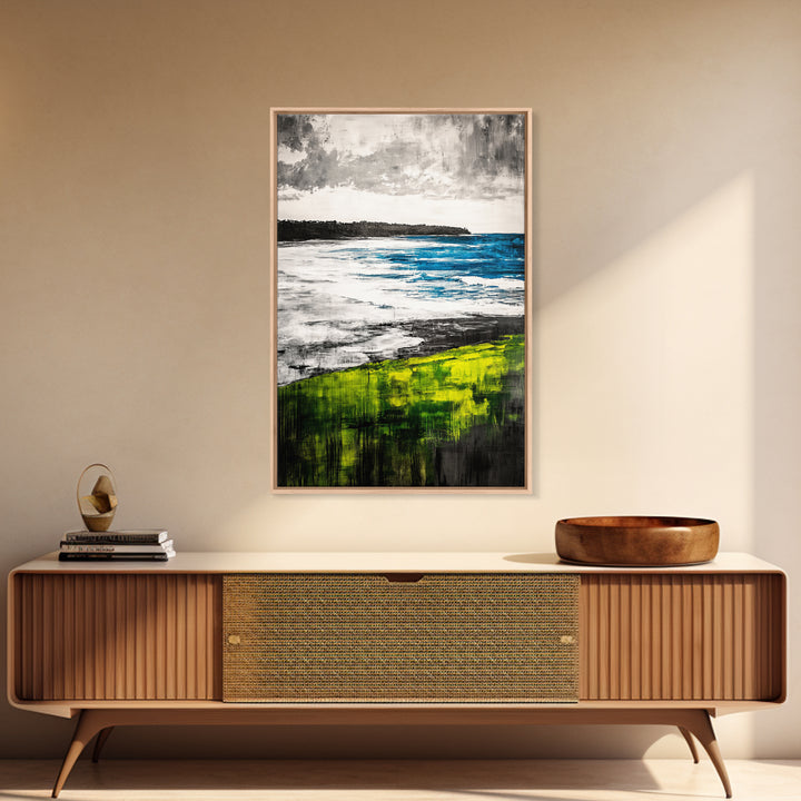 Coastal Serenity, Ocean View, Beach Horizon, Framed Canvas Print, Seascape Art, Modern Home Decor, Nautical Wall Art, Office Decor