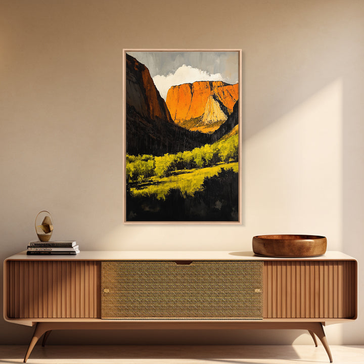 Desert Cliffs, Southwestern Art, Autumn Landscape Painting, Warm Earth Tones, Bold Canyon Decor, Nature Scenic Wall Art, Canvas Print