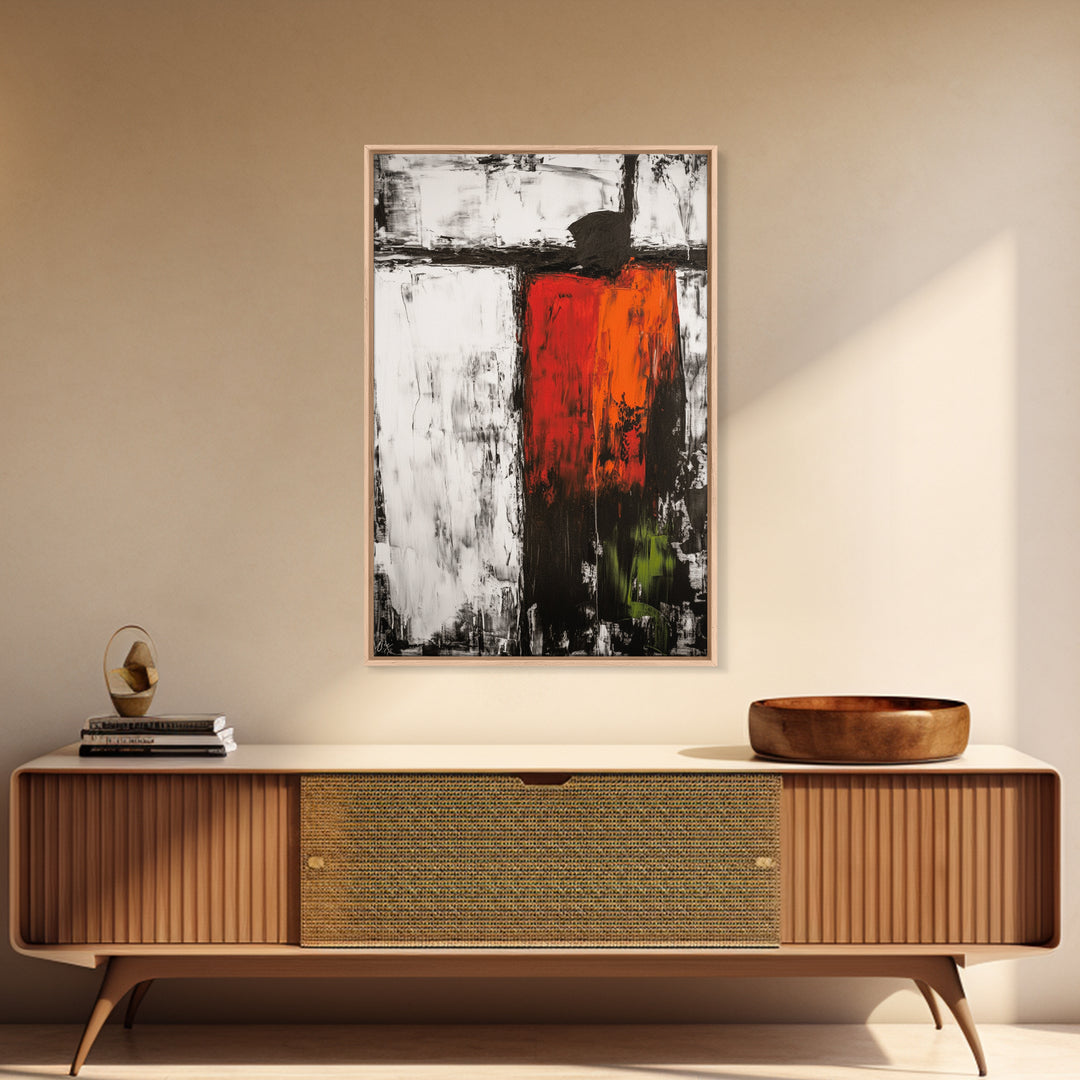 Bold Abstract, Red and Black Painting, Modern Canvas Print, Living Room Wall Art, Statement Art, Large Contemporary Artwork
