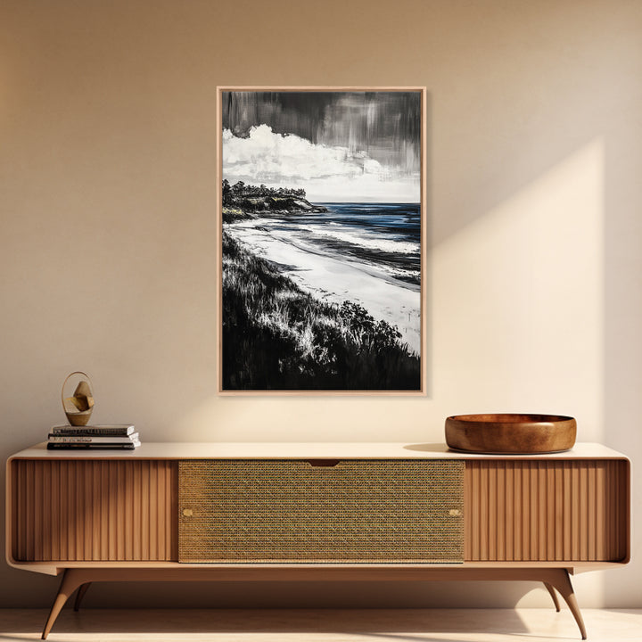 Ocean View, Coastal Landscape, Blue Wave, Framed Canvas Print, Beach House Decor, Modern Wall Art, Minimalist Seascape, Large Wall Art