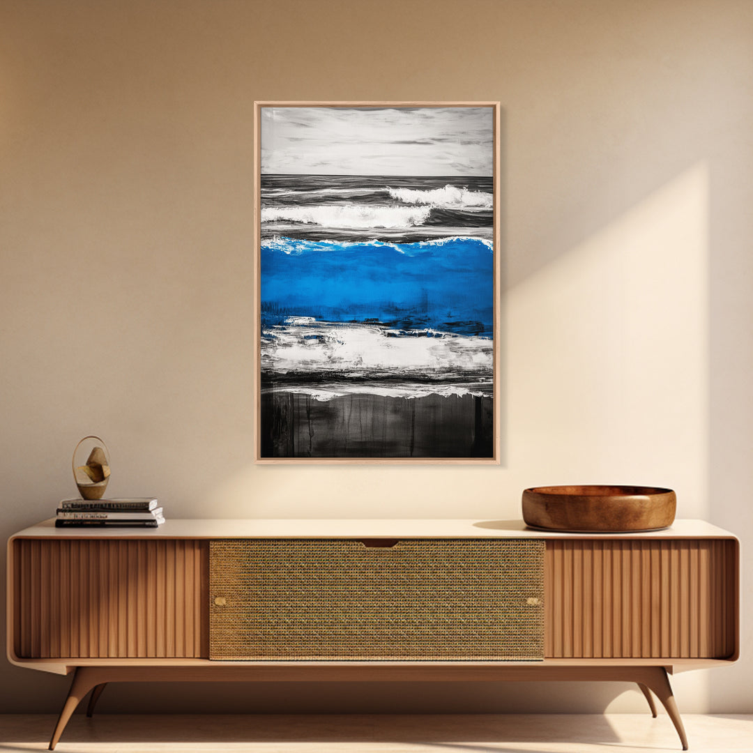 Rolling Waves, Beach Sunset, Blue Ocean, Canvas Print, Coastal Wall Art, Living Room Decor, Nautical Painting, Modern Seascape