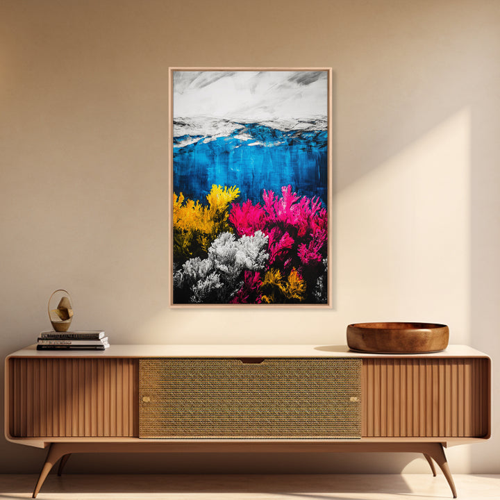 Coral Reef Print, Underwater Ocean Art, Coastal Wall Decor, Vibrant Marine Art, Nautical Wall Art, Beach House Decor, Framed Canvas Print