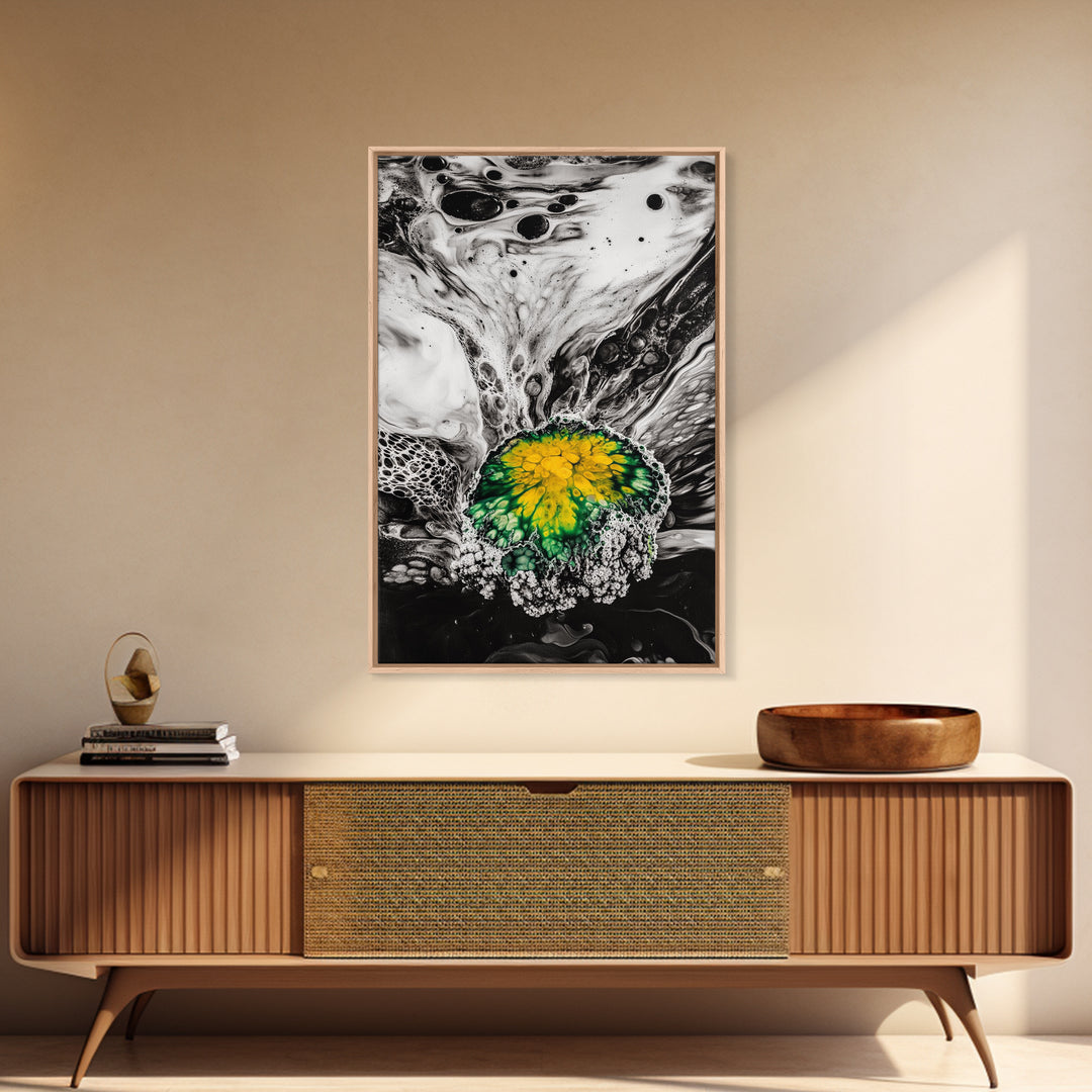 Abstract Fluid Art, Black and White Print, Modern Home Decor, Unique Swirl Art, Office Wall Art, Monochrome Aesthetic, Framed Canvas Print