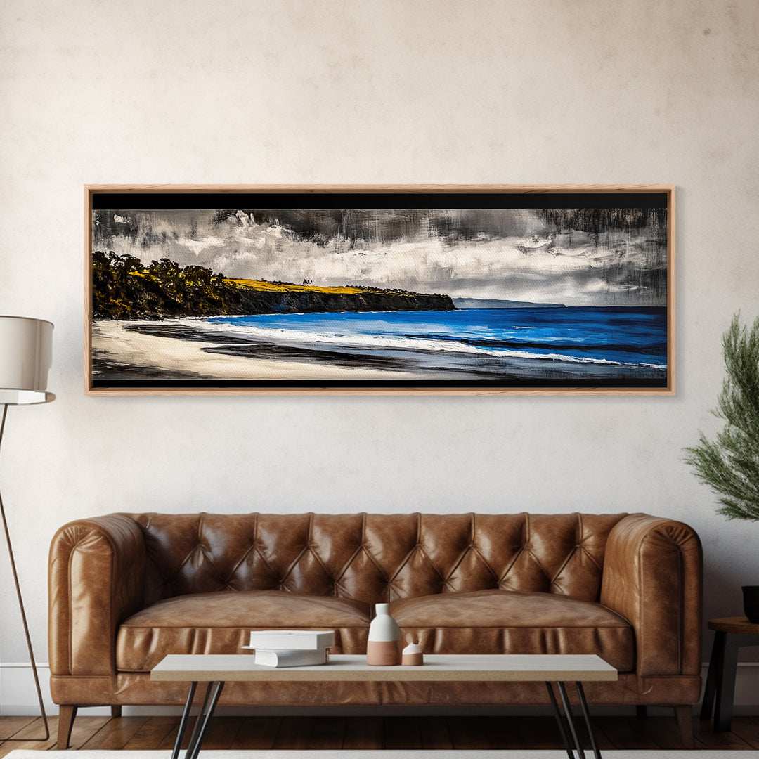 Rocky Shoreline, Stormy Coast, Ocean View, Coastal Canvas Print, Moody Landscape, Framed Canvas Print, Living Room Art, Nature Wall Decor