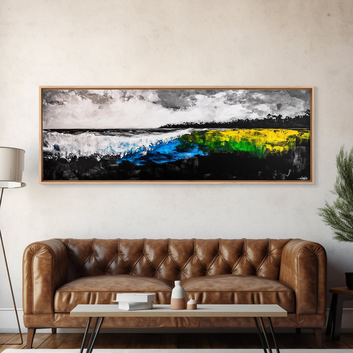 Abstract Beach, Coastal Canvas Print, Ocean Wall Art, Minimalist Seascape, Blue Art, Modern Decor, Living Room Art, Nautical Print