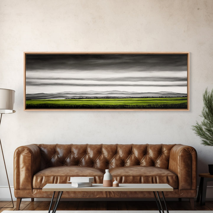 Rolling Hills, Green Fields, Minimalist Landscape, Canvas Print, Nature Wall Art, Modern Farmhouse, Rustic Decor, Office Aesthetic