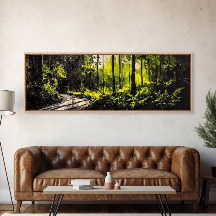 Dark Forest, Mystical Path, Framed Canvas Print, Nature Inspired Wall Art, Greenery Home Decor, Large Wall Art, Living Room Art
