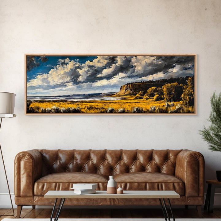 Dramatic Cliffs, Western Landscape, Bold Sky Art, Rustic Decor, Large Landscape Print, Wilderness Wall Art, Framed Canvas Print, Office Art