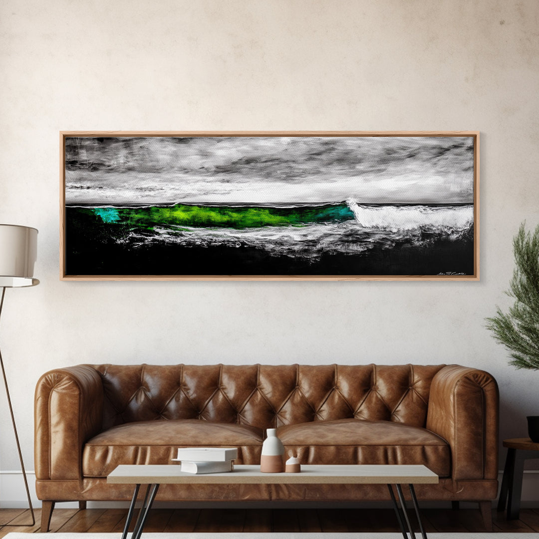 Rolling Waves, Coastal Decor, Stormy Seascape Print, Blue and White Art, Beach House Wall Art, Nautical Home Style, Framed Canvas Print