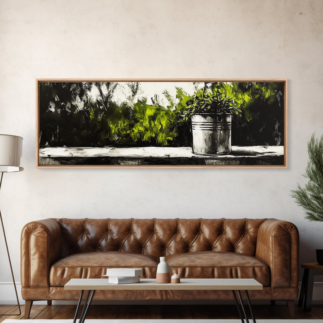 Potted Plant, Botanical Wall Art, Greenery Decor, Modern Minimalist Painting, Nature Inspired Home, Kitchen Wall Print, Canvas Print