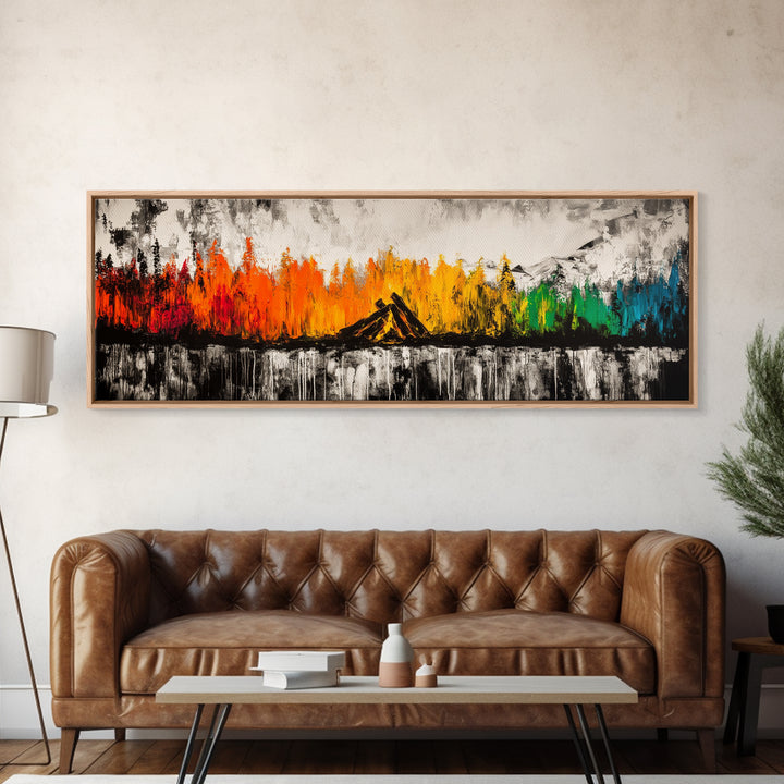 Campfire Nights, Fall Decor, Outdoor Adventure Art, Canvas Print, Rustic Home Wall Art, Cozy Fireplace Painting, Nature Lover Gift