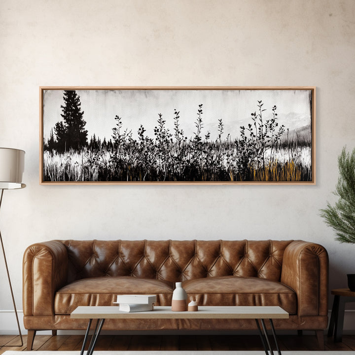Wildflower Field, Rustic Landscape Art, Nature Print, Framed Canvas Print, Boho Wall Art, Living Room Decor, Autumn Art