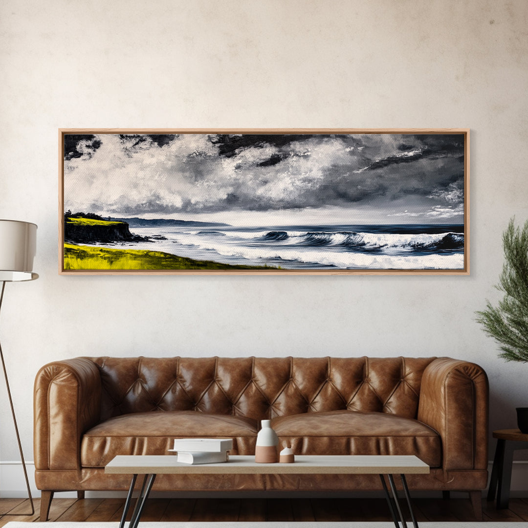 Stormy Waves, Coastal Landscape, Dramatic Ocean, Canvas Print, Nautical Wall Art, Beach House Decor, Seascape Painting, Living Room Art