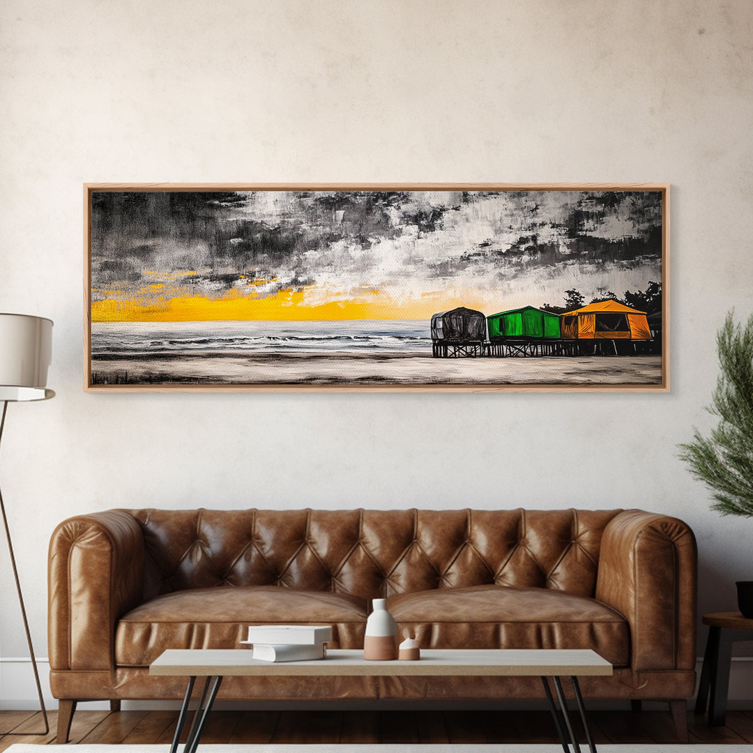 Coastal Retreat, Beach House Decor, Ocean Art, Canvas Print, Tropical Sunset Painting, Seaside Landscape, Serene Beach Art, Nautical Wall Art