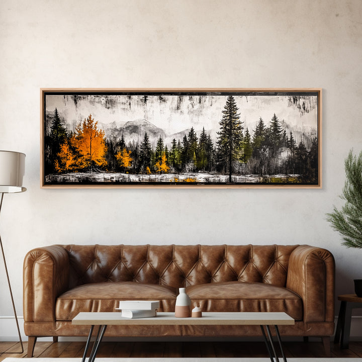 Autumn Forest, Mountain Landscape, Framed Canvas Print, Fall Wall Art, Nature Decor, Rustic Home Art, Modern Cabin Print, Office Art