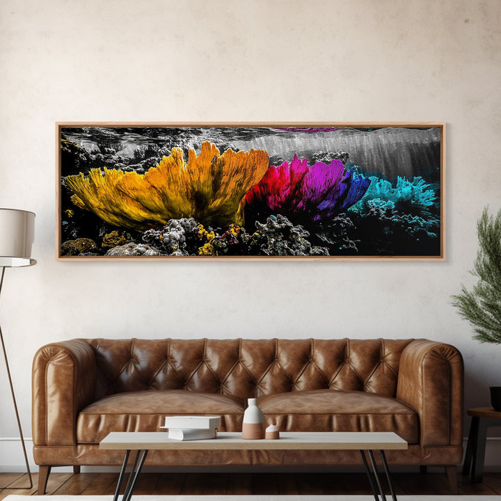 Abstract Reef, Vibrant Ocean, Canvas Print, Underwater Fantasy, Coastal Home Art, Marine Life Artwork, Modern Ocean Wall Decor