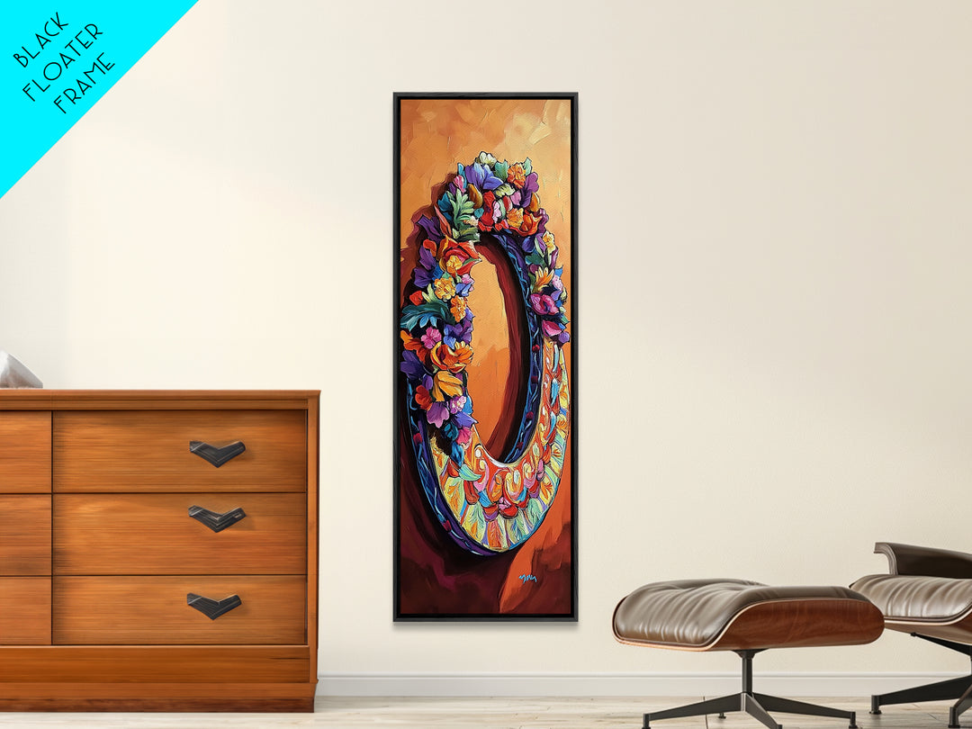 Autumn, Floral, Wreath, Decor, Framed Canvas Print, Fall boho wall art, rustic kitchen decor, entryway farmhouse painting, cozy orange tones