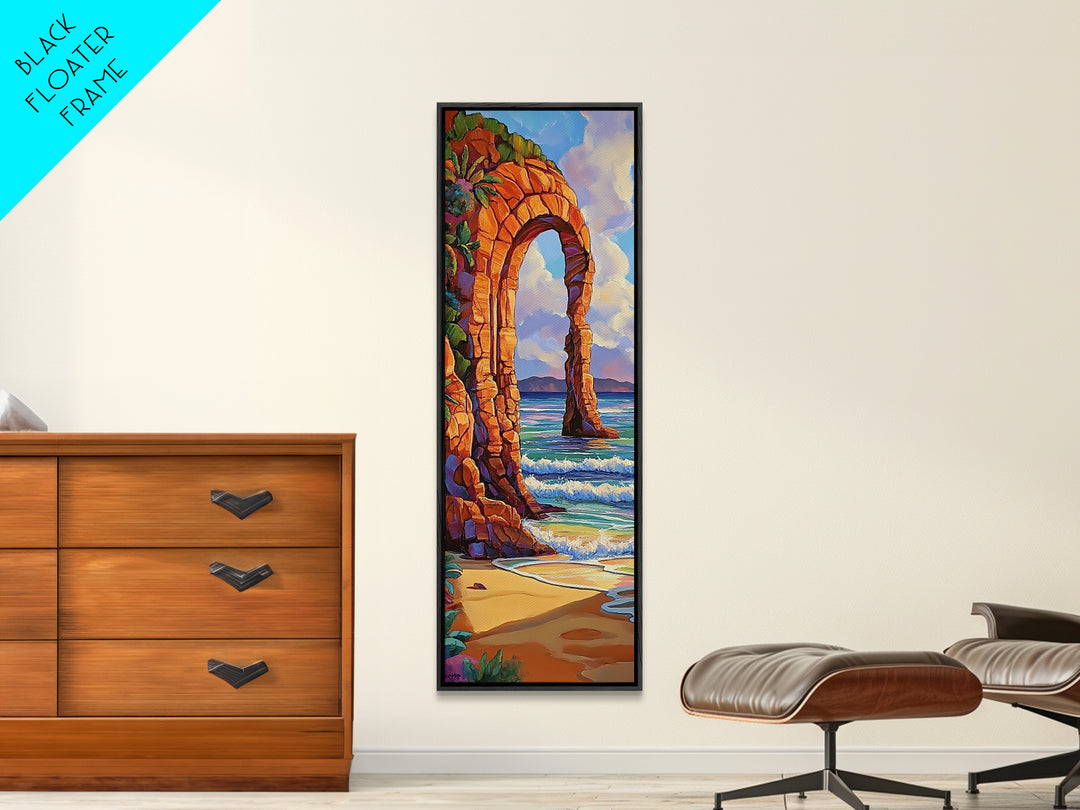 Ocean Arch, Coastal Vibes, Nature Escape, Canvas Print, Coastal wall art beach scene, vibrant seascape painting, boho bedroom decor