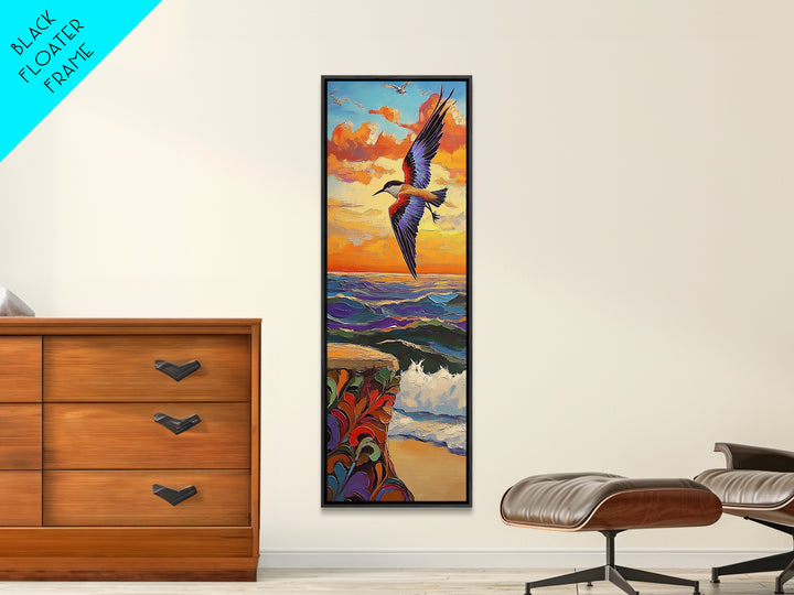 Bird Ocean, Flight, Canvas Print, Coastal Wildlife Wall Art, Nature Inspired Decor, Sunset Seascape, Beach House Accent Piece