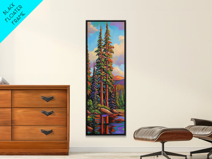 Pines Forest, Reflections Tranquil, Canvas Print, Serene forest lake painting, pine tree wall art, cabin living room decor, landscape piece