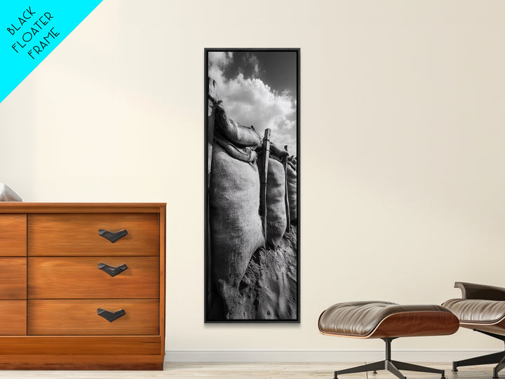 Burlap Sacks, Earthy Texture, Farm Supply Scene, Rustic Black and White Canvas Print, Country Kitchen Art, Pantry Wall Decor, Office Wall Art