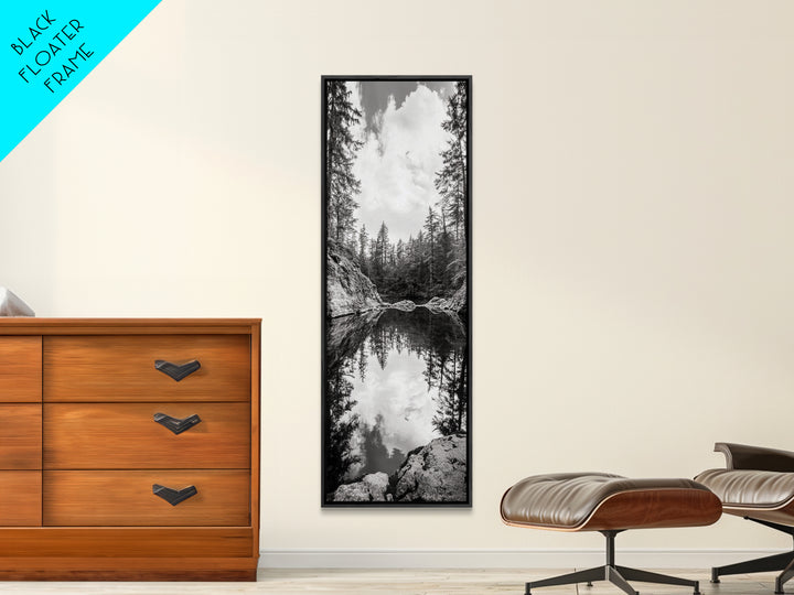 Forest Reflection, Tranquil Lake, Evergreen Woods, Wilderness Scene, Canvas Print, Rustic Cabin Wall Decor, Nature Photography Art
