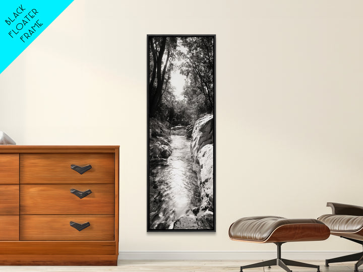 River Light Path, Black White Nature, Zen Landscape, Forest Photography, Canvas Print, Rustic Home Decor, Entryway Wall Art, Cabin Wall Art