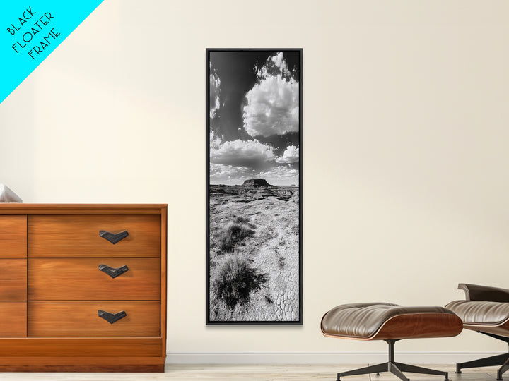 Desert Butte View, Southwest Horizon, Dramatic Sky, Framed Canvas Print, Boho Living Room Art, Western Landscape Photography, Man Cave