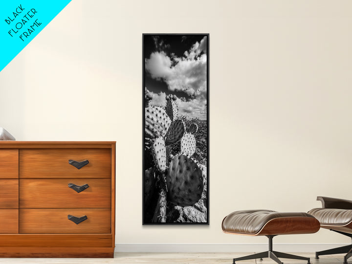 Desert Cactus Closeup, Prickly Pear Focus, Bold Nature Decor, Framed Canvas Print, Southwestern Kitchen Decor, Living Room Art