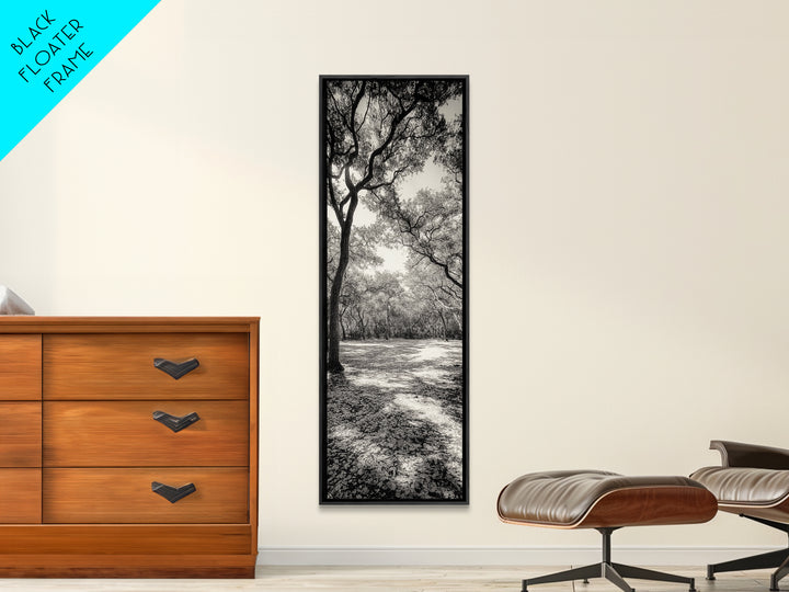 Autumn Forest Light, Peaceful Woodland Canopy, Fall Vibes Scene, Framed Canvas Print, Cozy Living Room Art, Entryway Wall Art