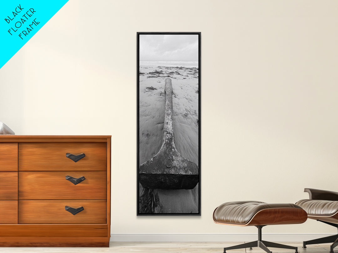 Anchor in Sand, Washed Shoreline, Ocean Metal, Canvas Print, Rustic Coastal Wall Art, Nautical Bedroom Print, Living Room Decor