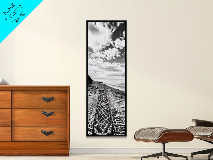 Beach Tapestry, Peaceful Shoreline, Boho Coastal, Framed Canvas Print, Yoga Room Wall Art, Neutral Beach Decor, Relaxing Home Vibe