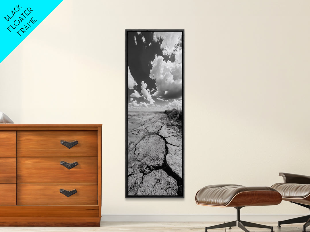 Cracked Earth Shore, Rustic Desert Vibe, Nature Texture Print, Fall Living Room Art, Framed Canvas Print, Earthy Minimalist Decor