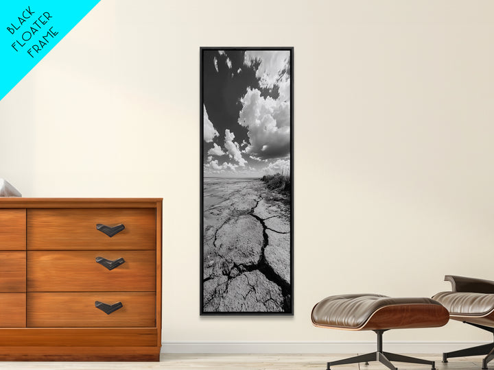 Cracked Earth Shore, Rustic Desert Vibe, Nature Texture Print, Fall Living Room Art, Framed Canvas Print, Earthy Minimalist Decor