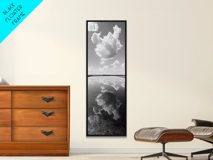 Cloud Reflections, Still Lake, Tranquil Waters, Sky Mirror Canvas Print, Minimalist Living Room Wall Art, Scandinavian Style Decor