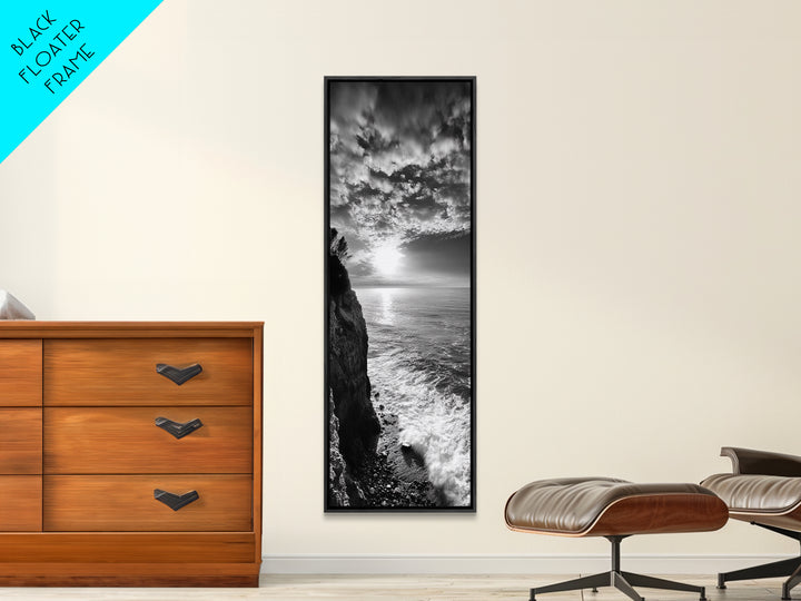 Cliff Edge, Ocean Breeze, Golden Hour, Scenic Overlook, Framed Canvas Print, Landscape Photography, Hallway Wall Art, Boho Style