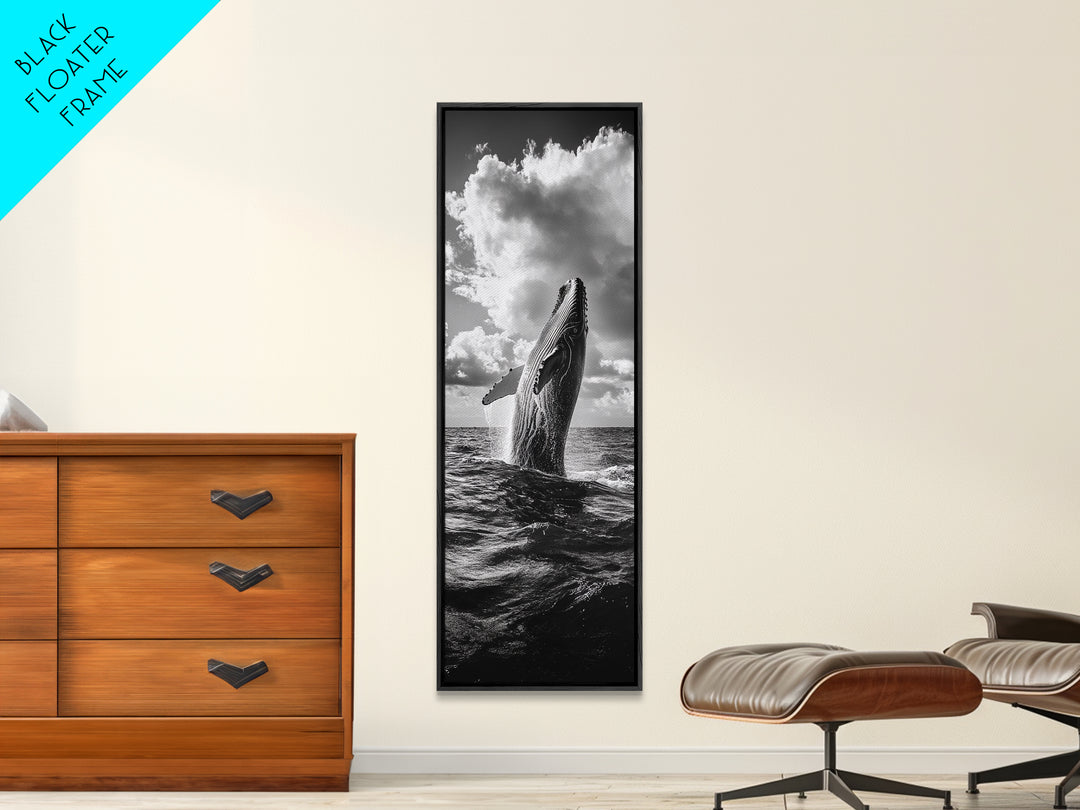 Breaching Whale Art, Ocean Wildlife Print, Marine Life Photography, Dramatic Sea Scene, Coastal Living Room Decor, Canvas Print